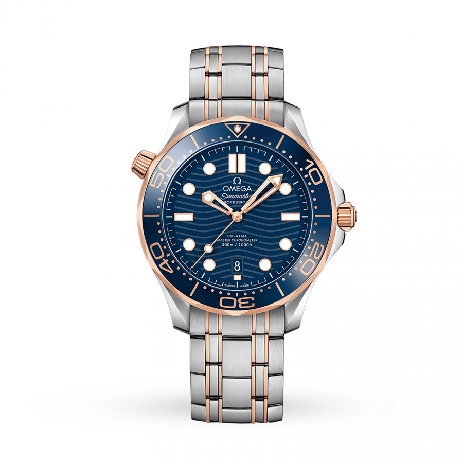 Omega Seamaster Diver 300m Co-axial Master Chronometer Blue Rose Gold 42mm-replica