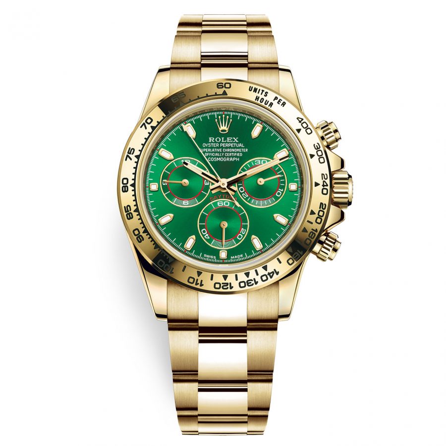 Rolex Cosmograph Daytona 116508 Green Index Oyster Yellow Gold Mens Watch-replica