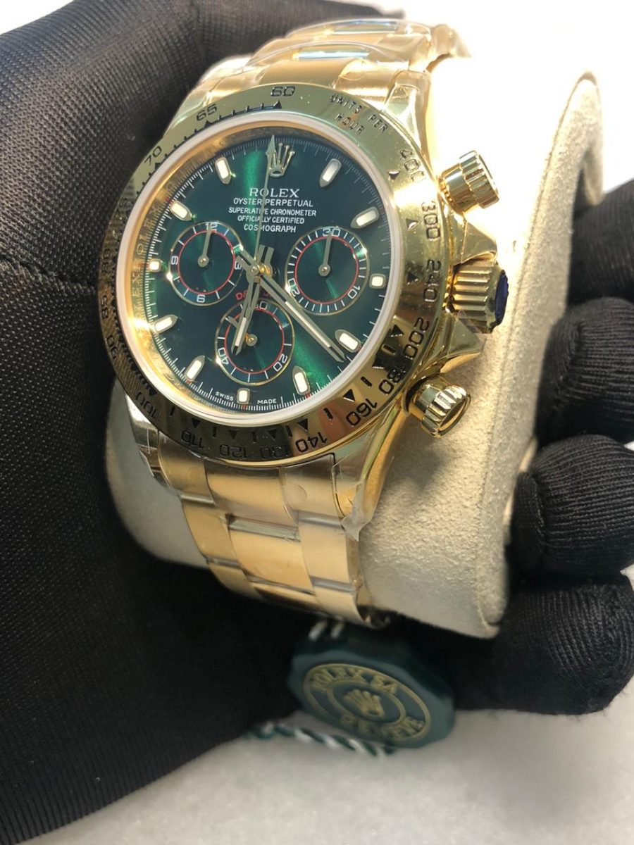 Rolex Cosmograph Daytona 116508 Green Index Oyster Yellow Gold Mens Watch-replica